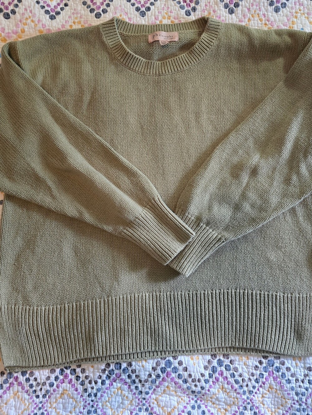 Philosophy Women's Sweater Soft Green Knit Crewneck Pullover